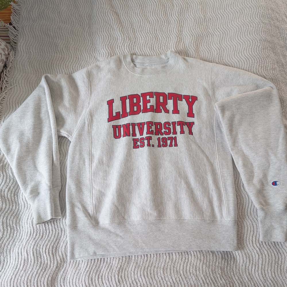 Champion Gray Liberty University Men's Sweater Vintage